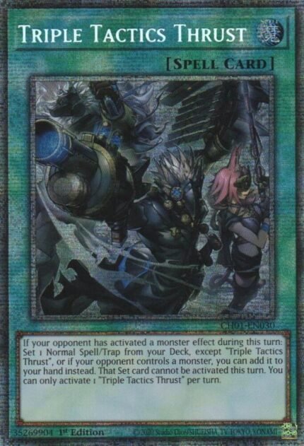Triple Tactics Thrust (Starlight Rare) - THE CHRONICLES DECK: The Fallen & The Virtuous (All-Foil Edition) (CH01)