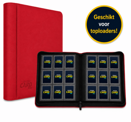 AGY Cards Toploader Verzamelmap met Ritssluiting – Geschikt voor Pokemon kaarten – 288 Kaarten – 18 pagina’s – 9 Pocket – Binder – Rood