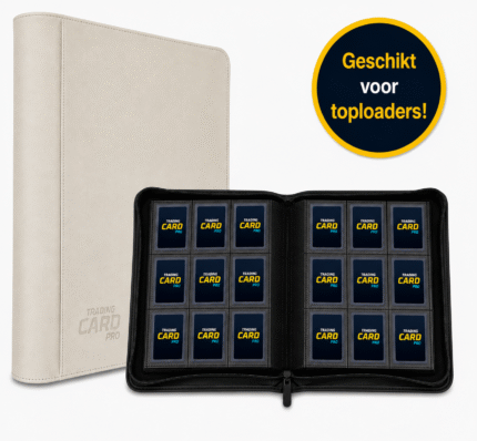 AGY Cards Toploader Verzamelmap met Ritssluiting – Geschikt voor Pokemon kaarten – 288 Kaarten – 18 pagina’s – 9 Pocket – Binder – Wit