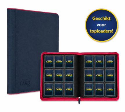AGY Cards Toploader Verzamelmap met Ritssluiting – Geschikt voor Pokemon kaarten in toploader – 288 Kaarten – 9 Pocket – Binder – Zwart met rode details – geschikt voor toploaders