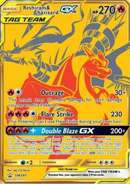 Reshiram & Charizard GX gouden full art – Glimmend